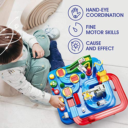 CubicFun Race Tracks for Boys Car Adventure Toys for 3 4 5 6 7 8 Year Old Boys Girls, City Rescue Preschool Educational Toy Vehicle Puzzle Car Track Playsets for Toddlers, Kids Toys Gifts for Kids