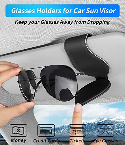Custom-Fit for Audi S-Line Sunglasses Holder, for Visor Storage Glasses, Magnetic Leather Glasses Frame, for Audi S-Line Accessories (for Audi S-Line, Black)
