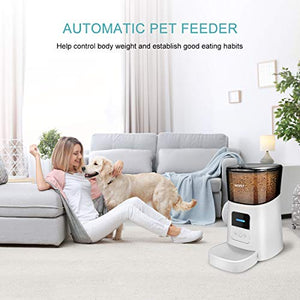 WOPET 6L Automatic Cat Feeder,Wi-Fi Enabled Smart Pet Feeder for Cats and Dogs,Auto Dog Food Dispenser with Portion Control, Distribution Alarms and Voice Recorder Up to 15 Meals per Day