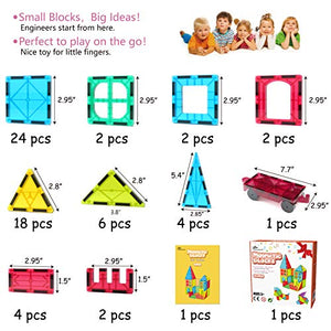 Jasonwell 65 PCS Magnetic Tiles Building Blocks Set for Boys Girls Preschool Educational Construction Kit Magnet Stacking Toys for Kids Toddlers Children 3 4 5 6 7 8 Year Old
