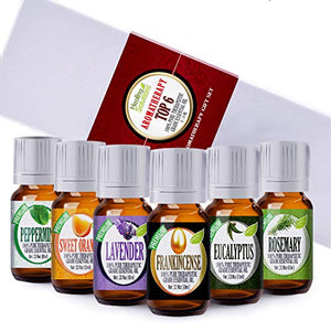 Aromatherapy Top 6-100% Pure Therapeutic Grade Basic Sampler Essential Oil Gift Set- 6/10 ml Kit