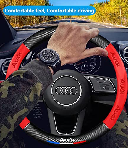 Custom-Fit Steering Wheel Cover for Audi. Car Steering Wheel Covers Auto Interior Accessories, Anti Slip & Odor Free, Designed Accessories for Audi (Red, For Audi)