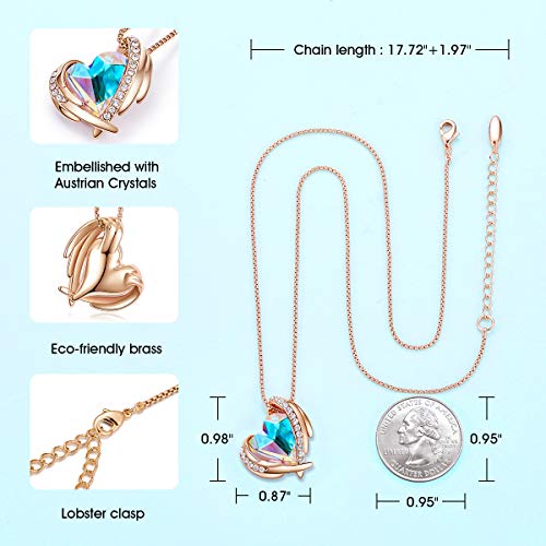 CDE Love Heart Pendant Necklaces for Women Silver Tone Rose Gold Tone Crystals June Birthstone Jewelry Gifts for Party/Anniversary Day/Birthday
