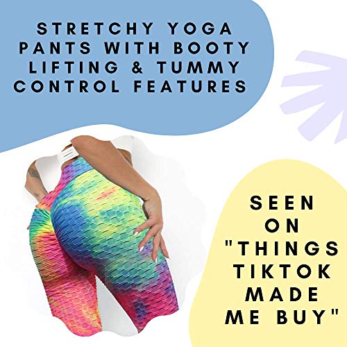 Leggings for Women Butt Lift - Scrunch Booty Lifting TikTok Workout Yoga Pants (Unicorn Tie Dye Leggings, L/XL)