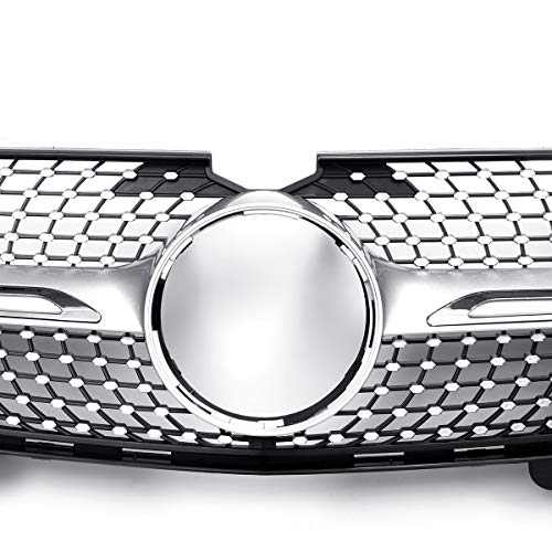 Ybriefbag-Accessories Silver Diamond Grille Front Grill Compatible with Mercedes-Benz X164 GL-Class GL450 GL350 GL320 (Color : Silver, Size : M)