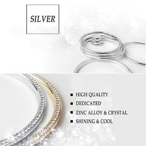 1797 Compatible AC Vents Caps for Mercedes Benz Parts Accessories Bling Trim Air Conditioner Covers Decals Stickers Interior Decorations W205 X253 C Class GLC AMG Women Men Crystal Silver Pack of 15