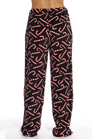 6339-10179-3X Just Love Women's Plush Pajama Pants - Petite to Plus Size Pajamas,Black - Candy Cane,3X Plus