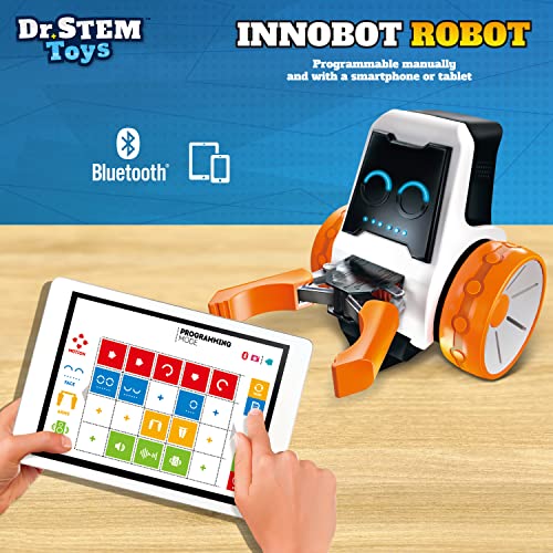 Dr. STEM Toys Innobot Coding Robot Toy | Robotics Science Kit for Kids Ages 8 & Up | Bluetooth Enabled, Easy to Build & Program, Performs Multiple Stunts & Chores | Kids Learn Coding as They Play