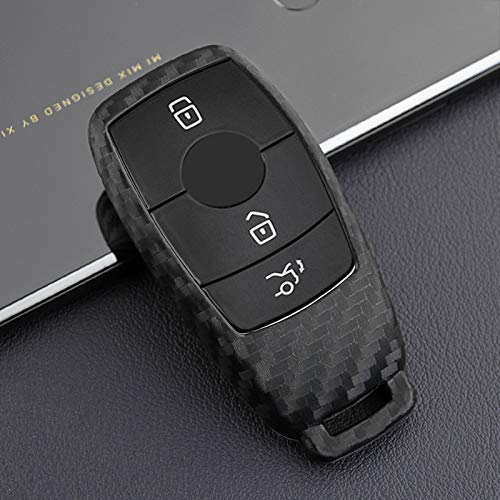 VSLIH Carbon Fiber Texture Remote Key Fob Case Cover Holder for Mercedes Benz E-Class E300 E350 E400 2016-2019
