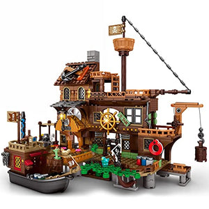 LEGPS YYDS Pirate Ship Set ,Mesiondy Pirate's Wharf Supply Center Building Brick Toy, for Boys and Girl Ages 8 Years and up, 573 Pcs