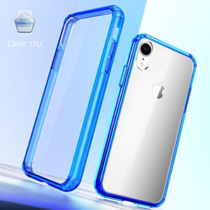 Mkeke Compatible with iPhone XR Case,Clear Anti-Scratch Shock Absorption Cover Case for iPhone XR Blue
