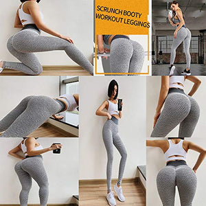 Famous TikTok Leggings,Women's High Waisted Yoga Pants, Butt Lift Body Shaper Yoga Leggings Tummy Control Slimming Booty Leggings Workout Running Tights (Gray, S)