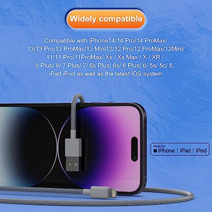 [Apple MFi Certified] 6Pack(3/3/6/6/6/10 FT) Original iPhone Charger Fast Charging Lightning Cable iPhone Charger Cord Compatible with iPhone 14/13/12/11 Pro Max/XS MAX/XR/XS/X/8/7 Plus iPad AirPods