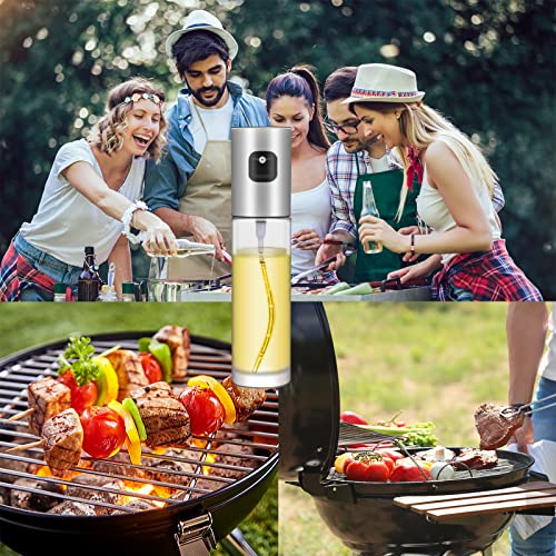 3-Piece Set Clear Olive Oil Sprayer,100ml Cooking Oil Sprayer,Kitchen Gadget for Kitchen,Salad,Outdoor Grill,Baking,Air Fryer,With Brush and Oil Funnel,Refillable,(1 Pack)