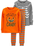 Simple Joys by Carter's Baby 3-Piece Snug-Fit Cotton Halloween Pajama Set, Skeleton/Candy, 12 Months