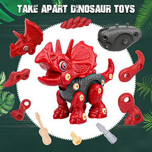 Sanlebi Take Apart Dinosaur Toys for Boys - Building Toy Set with Electric Drill Construction Engineering Play Kit STEM Learning for Kids Girls Age 3 4 5 Year Old