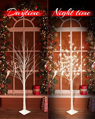 DKLGG LED Lighted Tree Lamp, 3 Pieces Prelit Birch Tree-4ft 5ft 6ft, Inside and Outside, Summer Wedding Christmas Party Home Decor, Warm White…