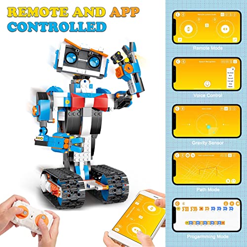 OKK Robot Building Toys for Boys, STEM Projects for Kids Ages 8-12, Remote & APP Controlled Engineering Learning Educational Coding DIY Building Kit Rechargeable Robot Toy Gifts for Girls (635 Pieces)