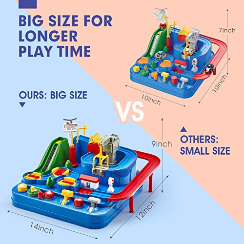 CubicFun Race Tracks for Boys Car Adventure Toys for 3 4 5 6 7 8 Year Old Boys Girls, City Rescue Preschool Educational Toy Vehicle Puzzle Car Track Playsets for Toddlers, Kids Toys Gifts for Kids