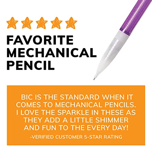 BIC Xtra-Sparkle Number 2 Mechanical Pencils With Erasers, Medium Point (0.7mm), 144-Count Pack, Cute Mechanical Pencils for Girls, Boys and Adults