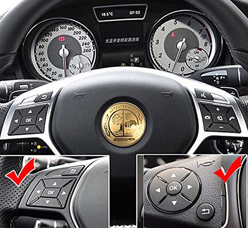 MAXDOOL Steering Wheel Metal Accessory Interior Decal Trims Cover Emblems Stickers for Mercedes Benz AMG A B E GLK GLA CLA GLE ML GL Class (Small/52MM/Gold)