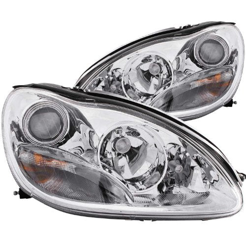 HEADLIGHTSDEPOT Chrome Housing Halogen Headlights Compatible with Mercedes-Benz S430 S450 S500 S55 AMG S550 S600 2000-2005 Includes Left Driver and Right Passenger Side Headlamps