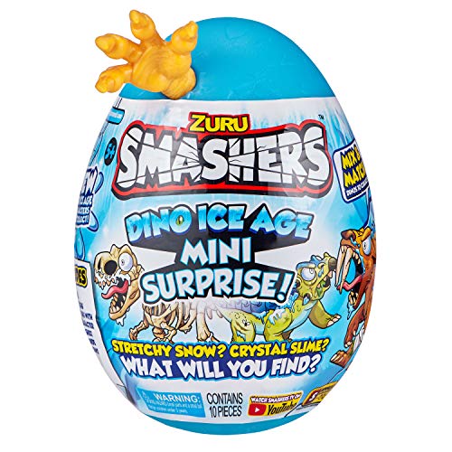 Smashers Dino Ice Age Sabre Tooth Tiger by ZURU Mini Surprise Egg with Many Surprises! - Slime, Dinosaur Toy, Collectibles, Toys for Boys and Kids (Sabre Tooth Tiger)