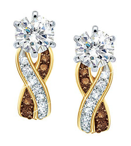 Mocha Swirl Diamonisse Earrings –14kt Gold-Plated – Simulated Diamonds –Perfect Gift for Yourself or a Special Someone #1010-003