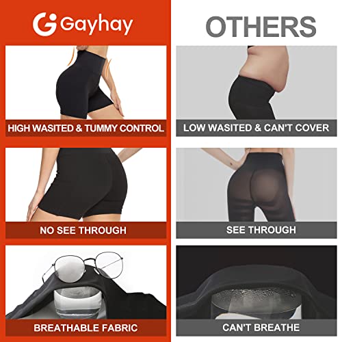 GAYHAY 3 Pack Biker Shorts for Women – 5” High Waisted Tummy Control Soft Workout Shorts for Yoga Athletic Running Cycling