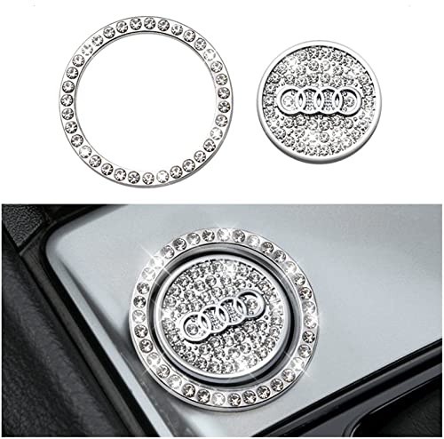 Engine Push Start Stop Button Cover for Audi, Car Ignition Button Decoration Ring Sticker, Bling Crystal Rhinestone Car Accessories Car Interior Decoration