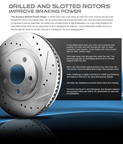 Callahan Front Drilled Slotted Brake Disc Rotors and Ceramic Pads + Hardware Brake Kit For VW Volkswagen Beetle GOLF Jetta Rabbit Audi A3