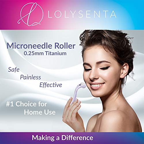Lolysenta Derma Roller 0.25mm, Titanium Microneedle Roller for Face, Microdermabrasion Facial Roller, Microneedling Dermaroller, Includes Storage Case