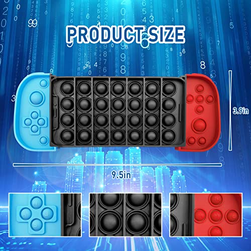 Pop Game Controller Gamepad Pop Fidget Toy, Stress Relief Pop Gamepad Pop for Boys, Video Game Pop Fidget Poppers Suitable for ADHD, Push Pop Fidget Toy for Boys and Girls (Blue Black red)