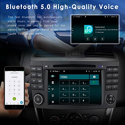 hizpo 7 Inch Android 10 Car Stereo Radio DVD Player for Mercedes-Benz E-Class W211 CLS W219 G-Class W463 CLS 350 CLS 500 CLS 55 Support Carplay RDS DSP WiFi Bluetooth SWC
