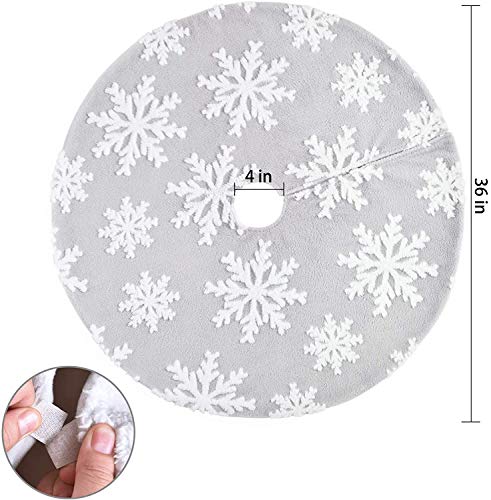 Christmas Tree Skirt 36 Inch Double Layers Jacquard Cashmere Snow Flake Xmas Holiday Decoration Ornament