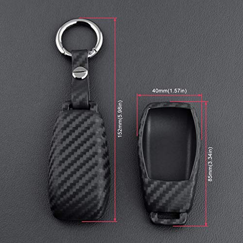 VSLIH Carbon Fiber Texture Remote Key Fob Case Cover Holder for Mercedes Benz E-Class E300 E350 E400 2016-2019