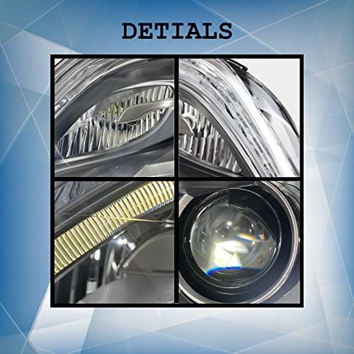 ENSVEI LED Headligths Headlamps fit for 2013-2015 Mercedes-Benz GLK GLK300 GLK350 Blue welcome light,High beam halogen