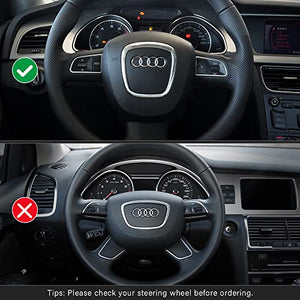 LECART for Audi A4 Accessories A3 A6 Q5 Q7 Red Aluminum Alloy Steering Wheel Logo Badge Cover Decal Sticker Car Interior Emblem Decor Trim