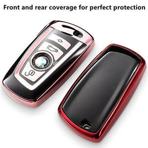 Preferred car products For BMW key fob cover. Advanced soft TPU key box is compatible with X1 X3 X4 X5 X6 1 2 4 5 6 7 M3 M5 M6 GT3 GT5 G30 F10 F15 F16 F20 key (Type A Blue Key Case + key chain set)