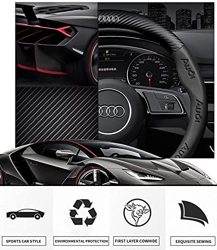 Custom-Fit Steering Wheel Cover for Audi. Car Steering Wheel Covers Auto Interior Accessories, Anti Slip & Odor Free, Designed Accessories for AudiCar Designed Accessories for Car (Black, for Audi)