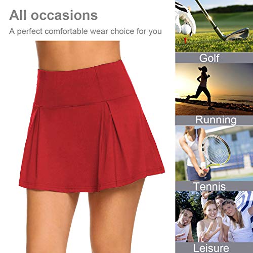 UMINA Active Skort Women Athletic Tennis Skorts for Running Golf Workout Wine Red