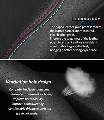 Custom-Fit for Audi Steering Wheel Cover, Premium Leather Car Steering Wheel Cover with Logo, Non-Slip, Breathable, Designed for Audi Accessories (A-Style,for Audi)