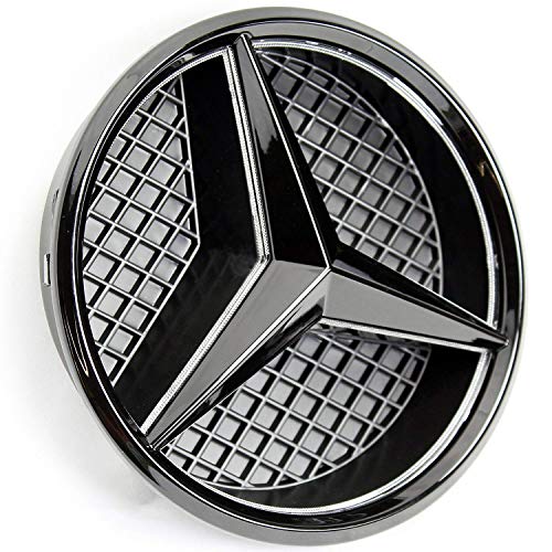 IHEX Auto Xenon White LED Emblem for Mercedes Benz 2011-2018 Black Edition, Front Car Grille Badge, Illuminated Logo Hood Star DRL, Drive Brighter(Matte Black)