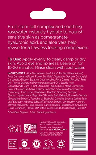 Andalou Naturals Instant Soothing 1000 Roses Rosewater Face Mask Pod, 0.28 Ounce