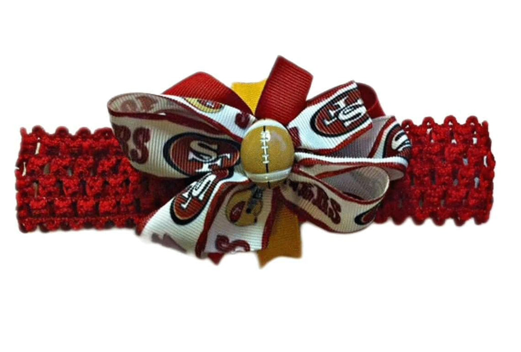 49ers Baby Girl Boutique Bow Crocheted Headband- Fits newborn- adult