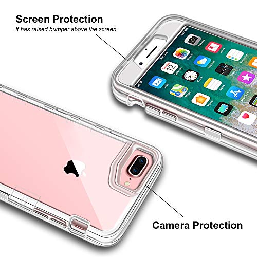 iPhone 8 Plus Case, iPhone 7 Plus Case, Anuck Crystal Clear 3 in 1 Heavy Duty Defender Shockproof Full-Body Protective Case Hard PC Shell & Soft TPU Bumper Cover for iPhone 7 Plus/8 Plus 5.5" - Clear