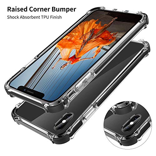 GPFILE Clear iPhone Xs Case, iPhone X/XS Protective Case Cover [4 Reinforced Corners] Shockproof Case with Air Cushion Bumper for iPhone X/XS 5.8" 2018 Clear-Black