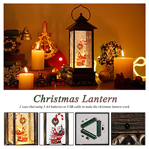 Christmas Decor Snow Globe Lantern,Glittering Crystal Operated Inside The Water with Music,Used for Garden Decoration, House Decoration, (Santa Claus)