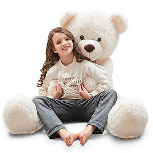 MaoGoLan MorisMos 47 inch Giant Teddy Bear Stuffed Animals Plush Cute Soft Toys Teddy Bear for Girl Children Girlfriend Valentine's Day White 1.2M