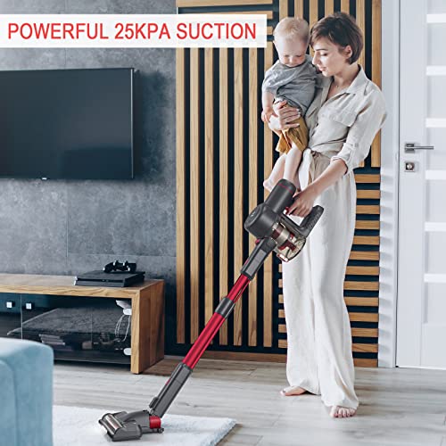 Cordless Vacuum Cleaner, 250W 25000PA Powerful Stick Vacuum Cleaner with 2200mAh Battery 35Mins Runtime 6 in 1 Lightweight Vacuum Cleaner for Hardwood Carpet Pet Hair Car Cleaning A200
